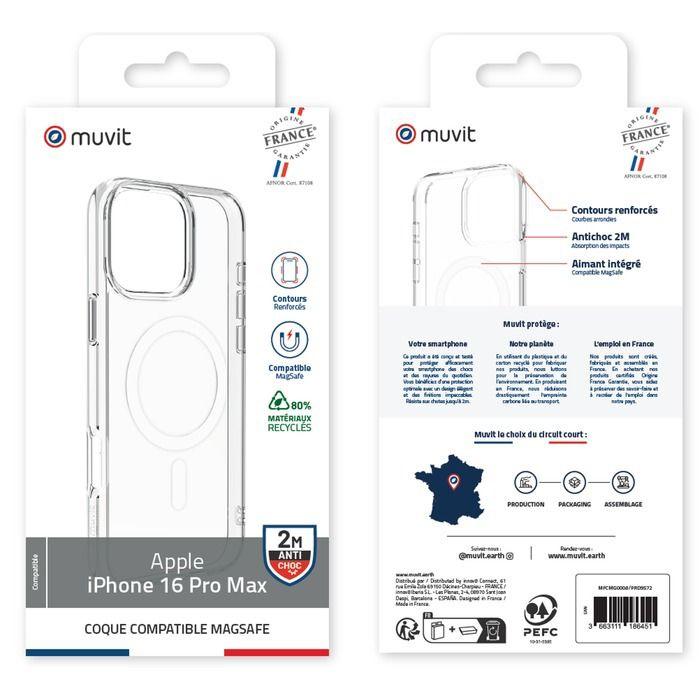 Coque De Protection - MUVIT - iPhone 16 Pro Max - Antichoc 2 Mètres - Eco-responsable - MagSafe