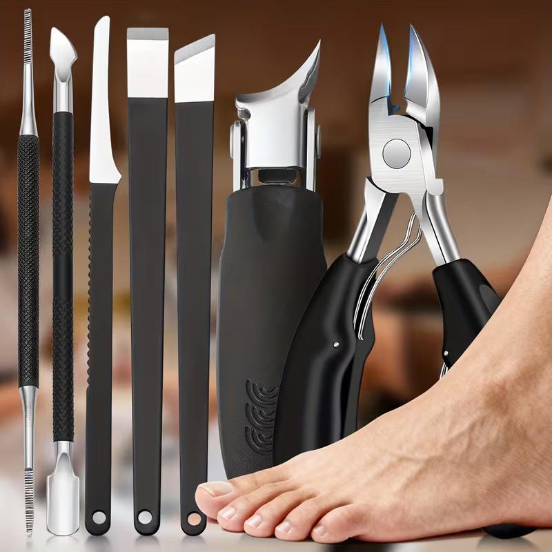 Extra Sharp Large Nail Clippers Pedicure Kit 7pcs Stainless Steel Thick Hard Nail Remover Durable