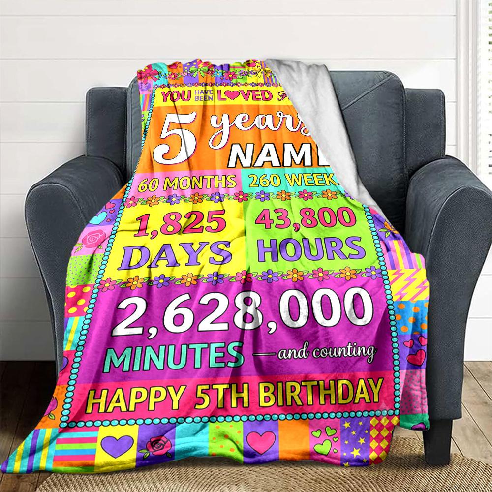 Colorful Birthday Countdown Years Multipurpose Customize Text Soft Warm Cozy Great For Sofa Couch Office Bed Picnics Allseason Use Playful Design