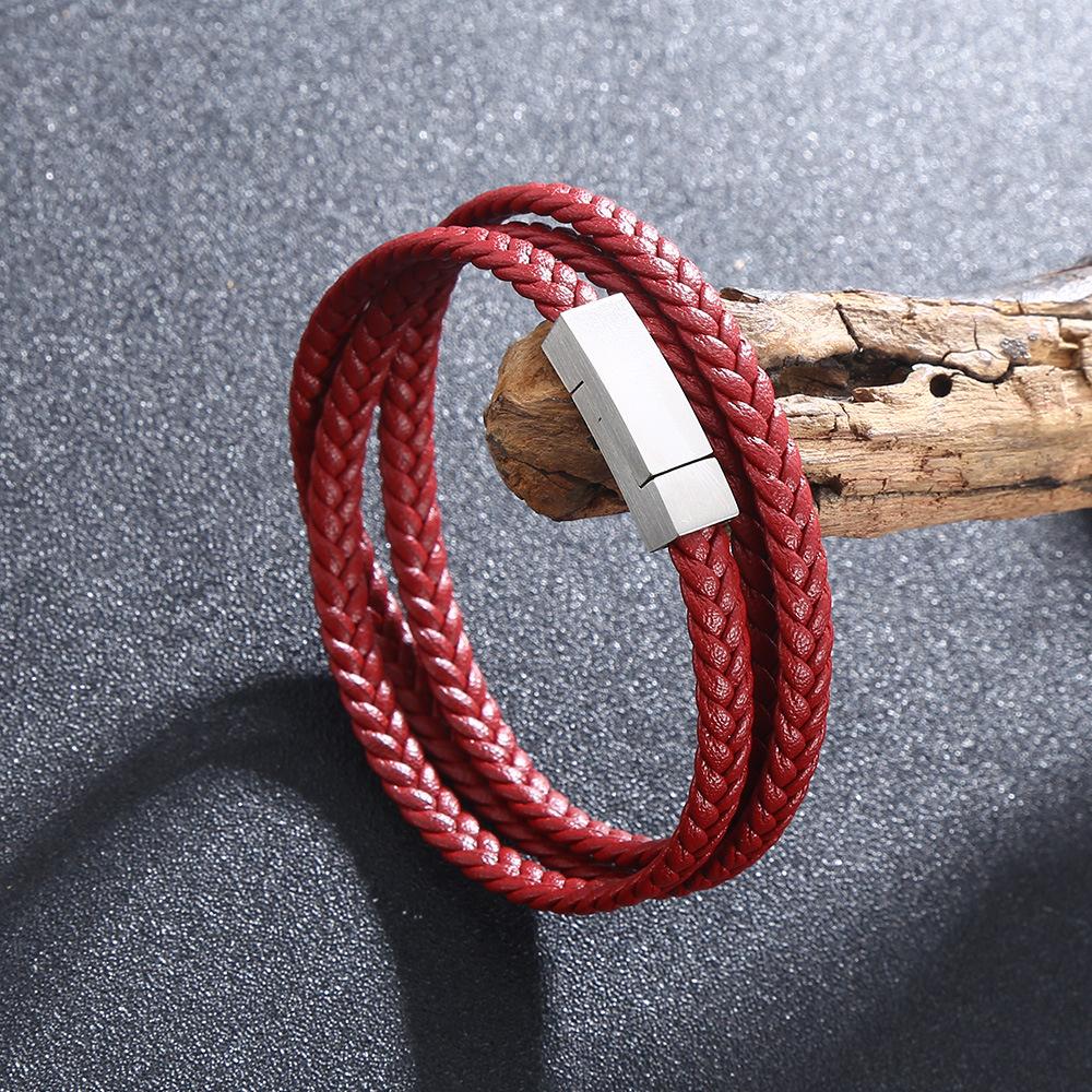 Простой мужской браслет многослойные кожаные браслеты шарм металлическая застежка мужские ювелирные изделия подарки