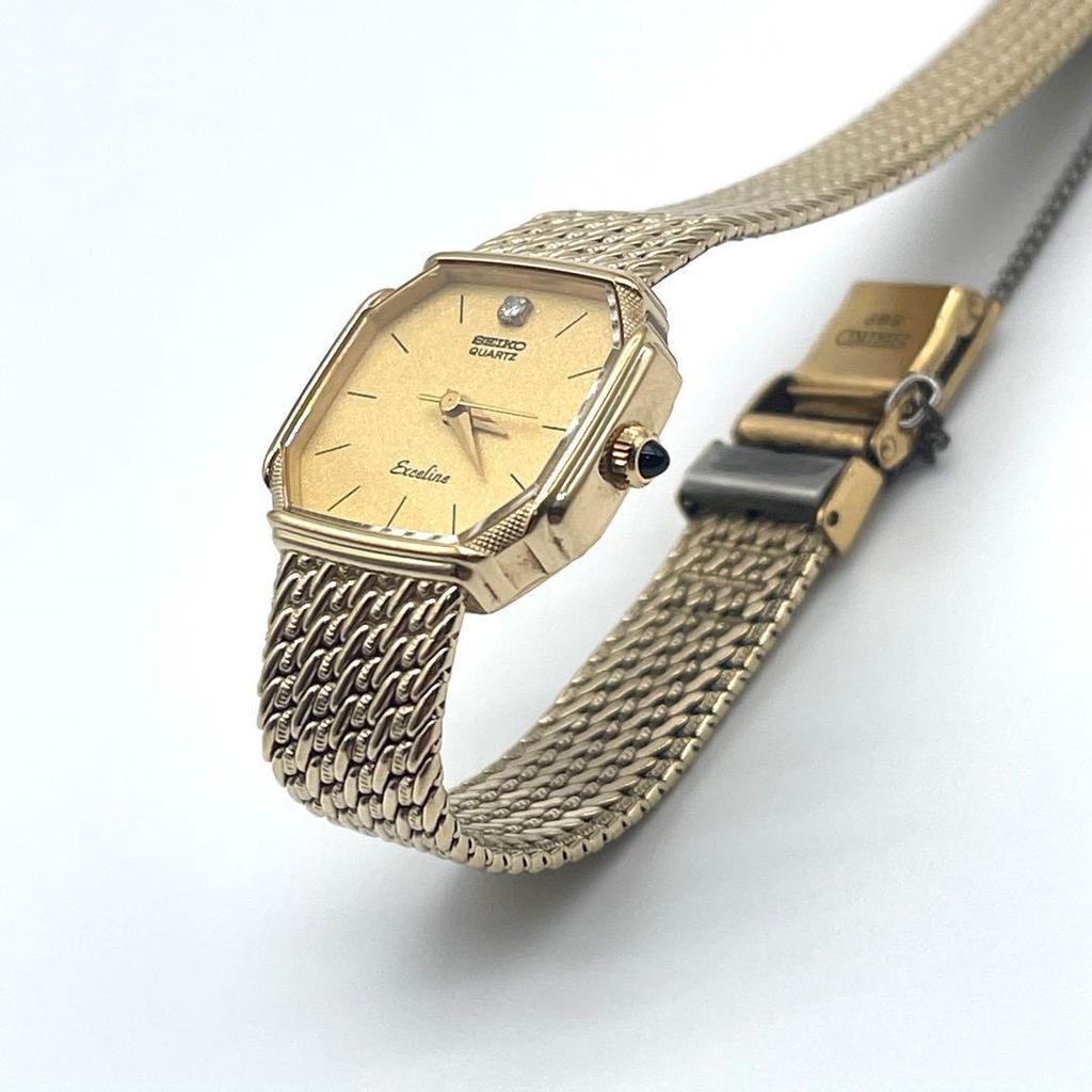 Used Working  Beautiful Condition SEIKO Exceline Diamond Ladies Watch Gold