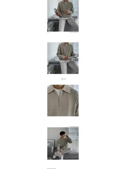 Men's Autumn/Winter Japanese-Style Half-Zip Lapel Sweater - High-End, Loose, Casual.