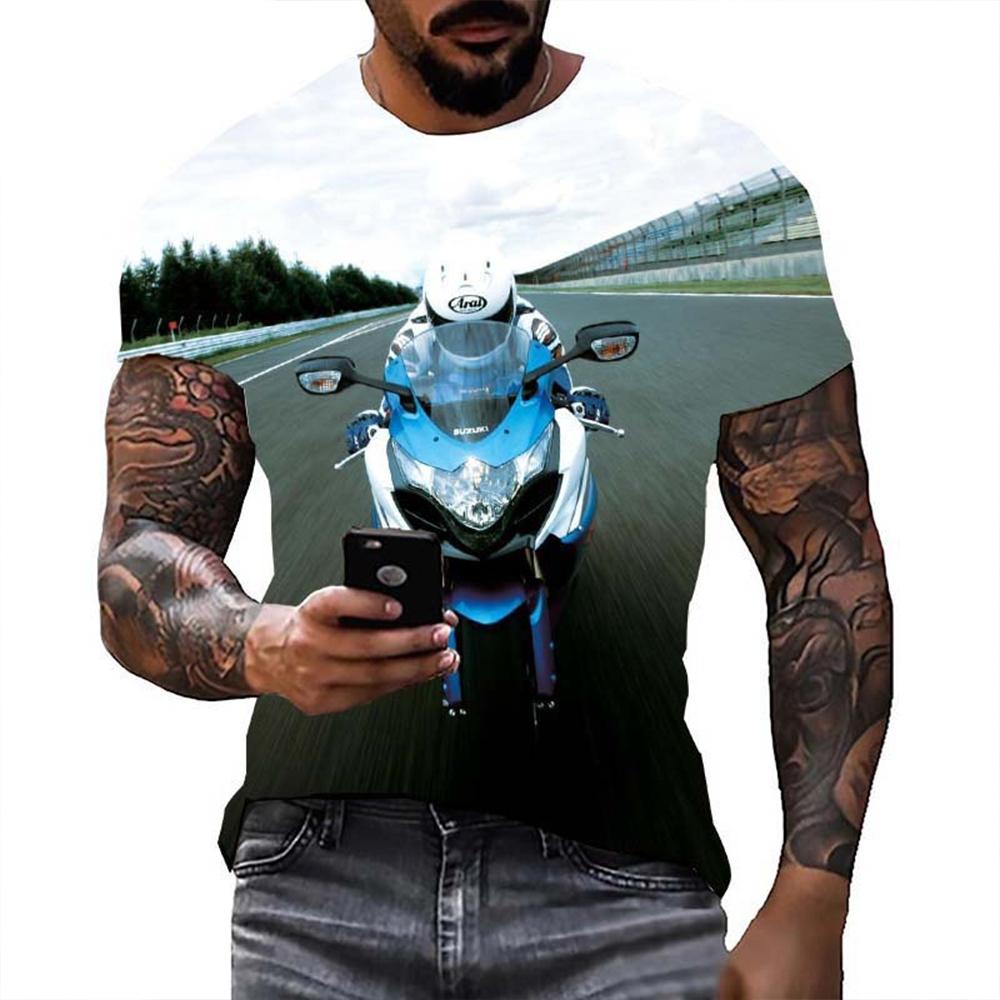 Крутая футболка с гоночной графикой, 3D-принт с изображением мотоцикла, мужская и женская футболка, летние модные топы, футболка в стиле панк, уличная одежда больших размеров