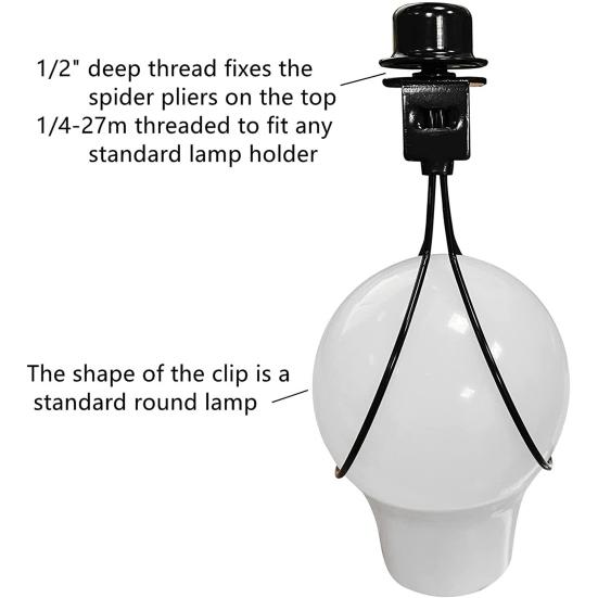 2Pcs Steel Wire Lamp Shade Light Bulb Clip Adapter with Hat Knob Finial Silicone Levelers Heat Resistant Lampshade Adapter