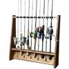 WOOD WORKS Made In Japan Rod Stand for 10 Rods On One Side [Body Brown] [Felt Black]