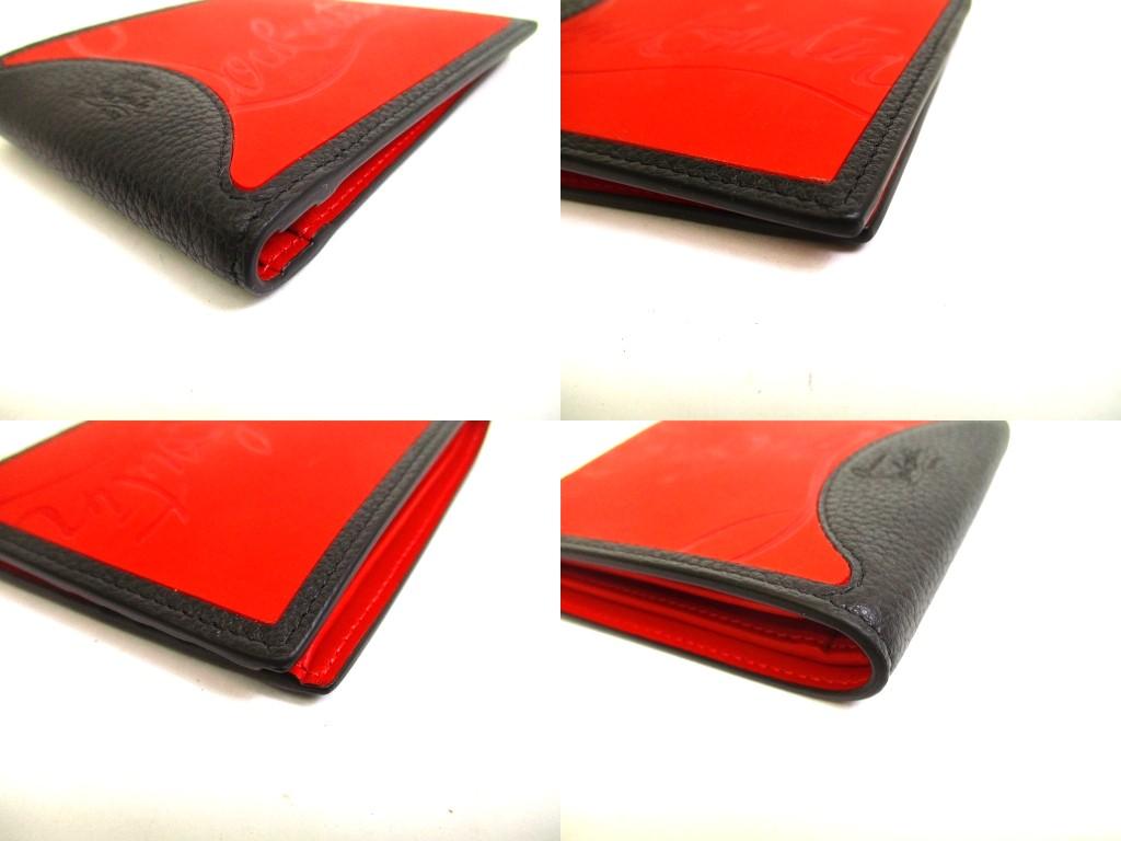 Оригинальный Christian Louboutin Coolcard Черный Красный Кожаный Двустворчатый Кошелек для купюр #b178 Открытая коробка