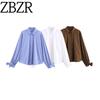 Za Autumn New Women Clothes 2025 Western Style Fashion Loose Long Sleeve Bowknot Decoration Poplin Shirts 7969251