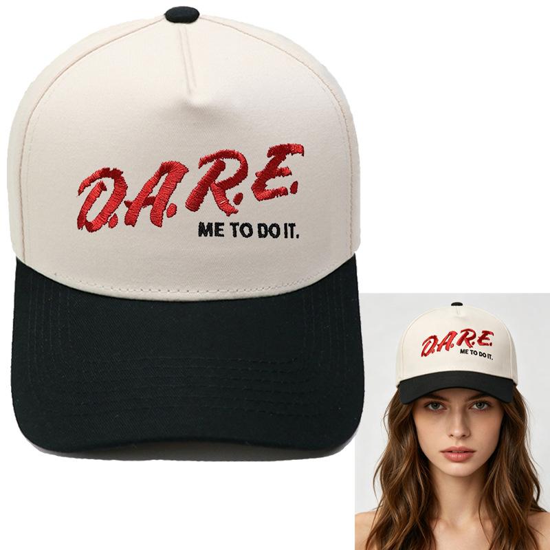 D.A.R.E. ME TO DO IT. Truck Driver Hat Embroidery Vintage Color Matching Baseball Cap for Men and Women