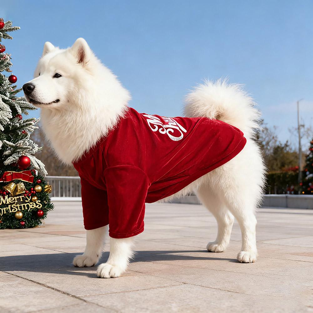 Soft Velvet Pet Sweater Pullover for Medium Large Dogs Samoyed Husky Autumn Winter Warm Clothing Christmas Mascotas Outfits