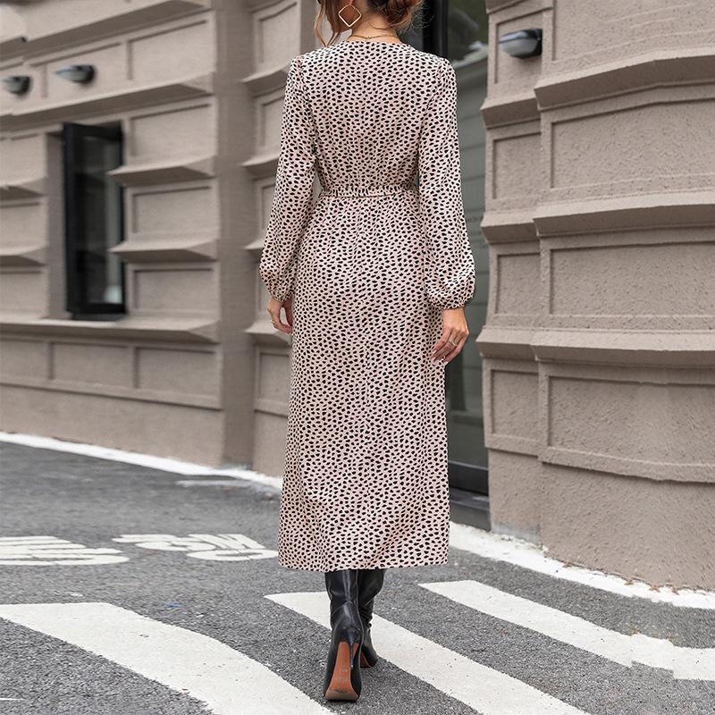 Темперамент и элегантность верхняя одежда осень женские длинные рукава леопардовый принт женские платья