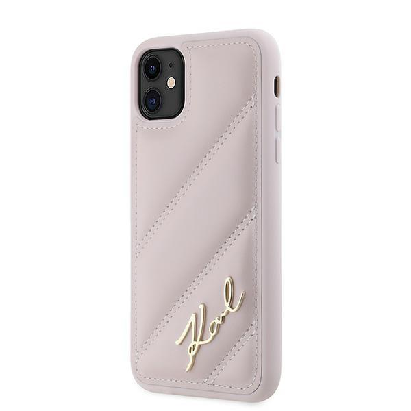 Etui do iPhone 11 Karl Lagerfeld Diagonal Quilted Hardcase Różowe