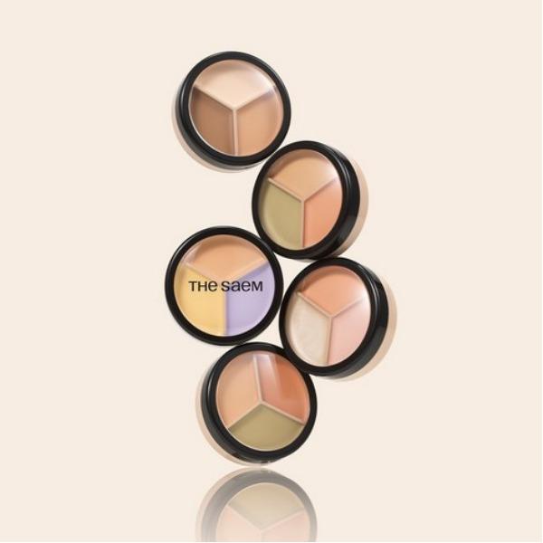 The Saem Cover Perfection Triple Pot Concealer – Multi-Correcting Concealer Palette (6 Shades)