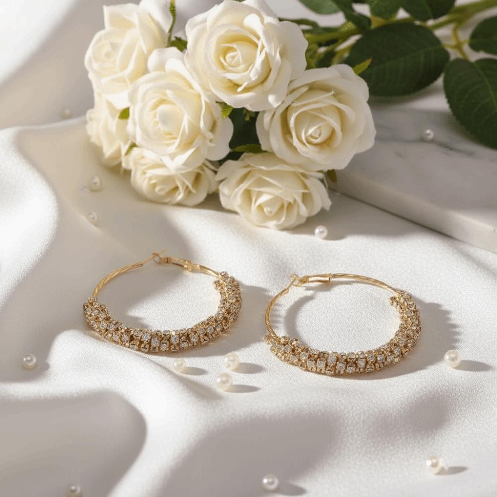 Round Large Hoop Earrings Crystal Jewelry Studded Earrings Temperament Zircon Earrings Women