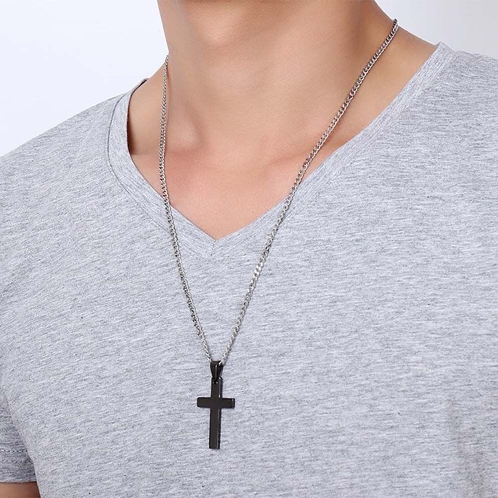 Men Gold Color Steel Color Metal Minimalism Cross Pendant Clavicle Chains Necklaces Cross Necklaces
