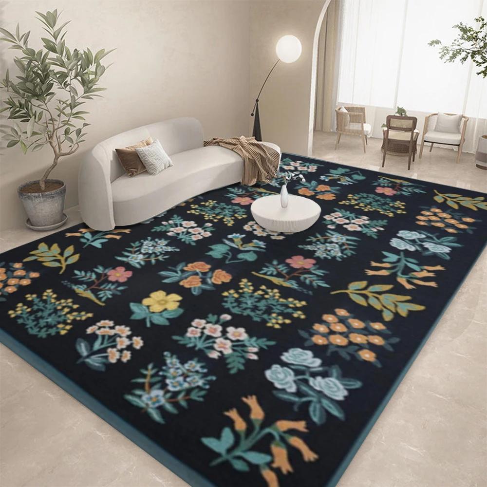 Elegant French Floral Carpet for Living Room Home Decor Sofa Rugs Bedroom Rug Lounge Kitchen Coffee Table Floor Mat Indoor Rug