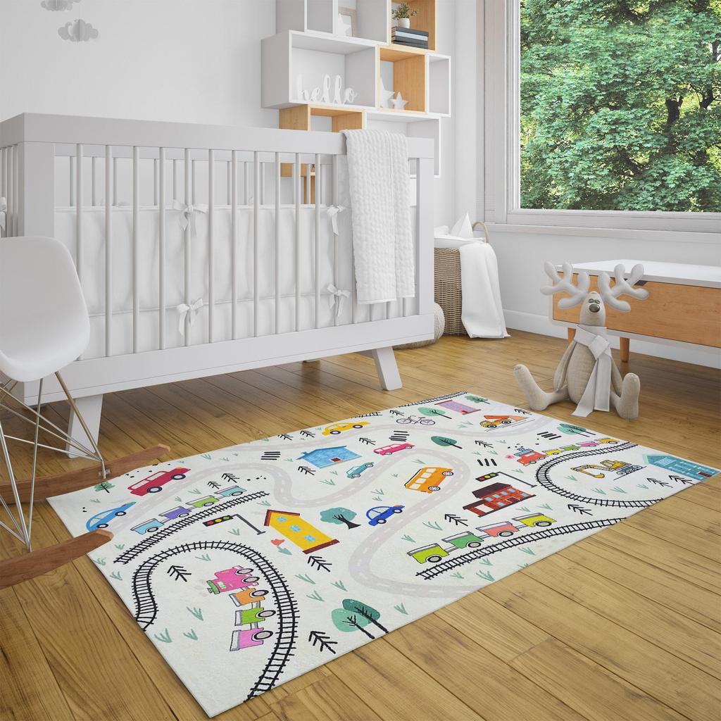 Декоративный современный тонкий коврик для детей из хлопка, устойчивый к пятнам, моющийся, сплетенный машиной