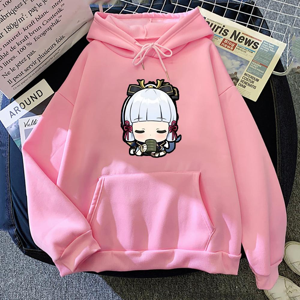Kawaii Game Role Ayaka Толстовки с принтом Genshin Impact Толстовка Женская мода Oversize Пуловер с длинными рукавами Sudaderas Y2k Мужские топы