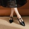 807-7 Korean Version Thick Heel Shallow Mouth Pointed Single Shoes New Fashion Pointed T Word with Middle Heel Single Shoes Work Shoes Women