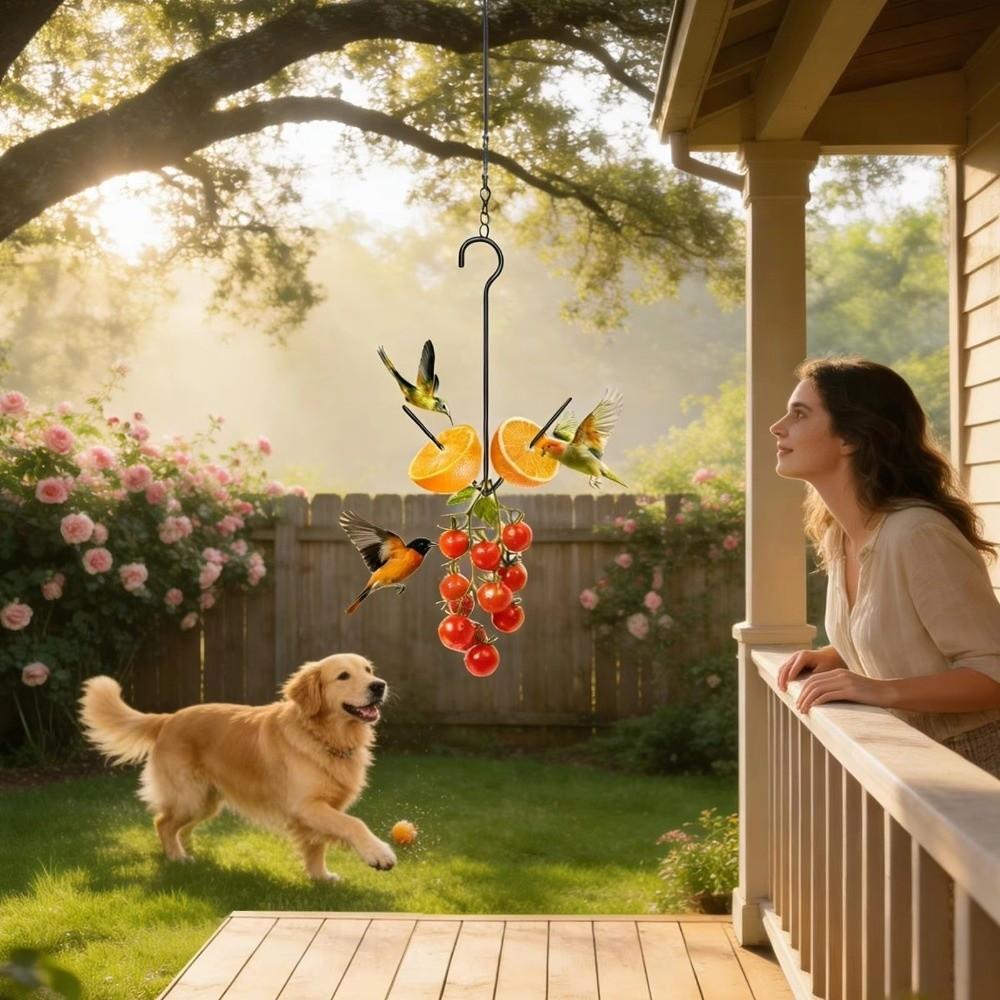Metal Fruit Bird Feeder Hanging Hook Pet Food Storage Rack Hummingbird Feeder Yard Porch