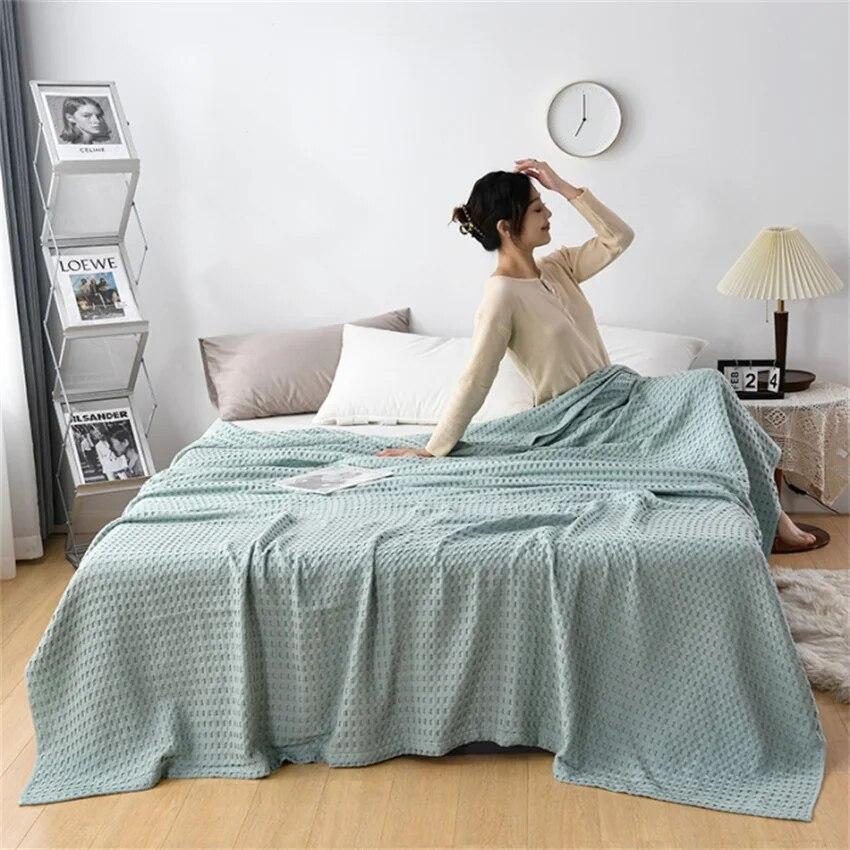 Одеяло в клетку из чистого хлопка, роскошное современное одеяло, вязаное тонкое одеяло, простое мягкое уютное покрывало для дивана, покрывала на кровать