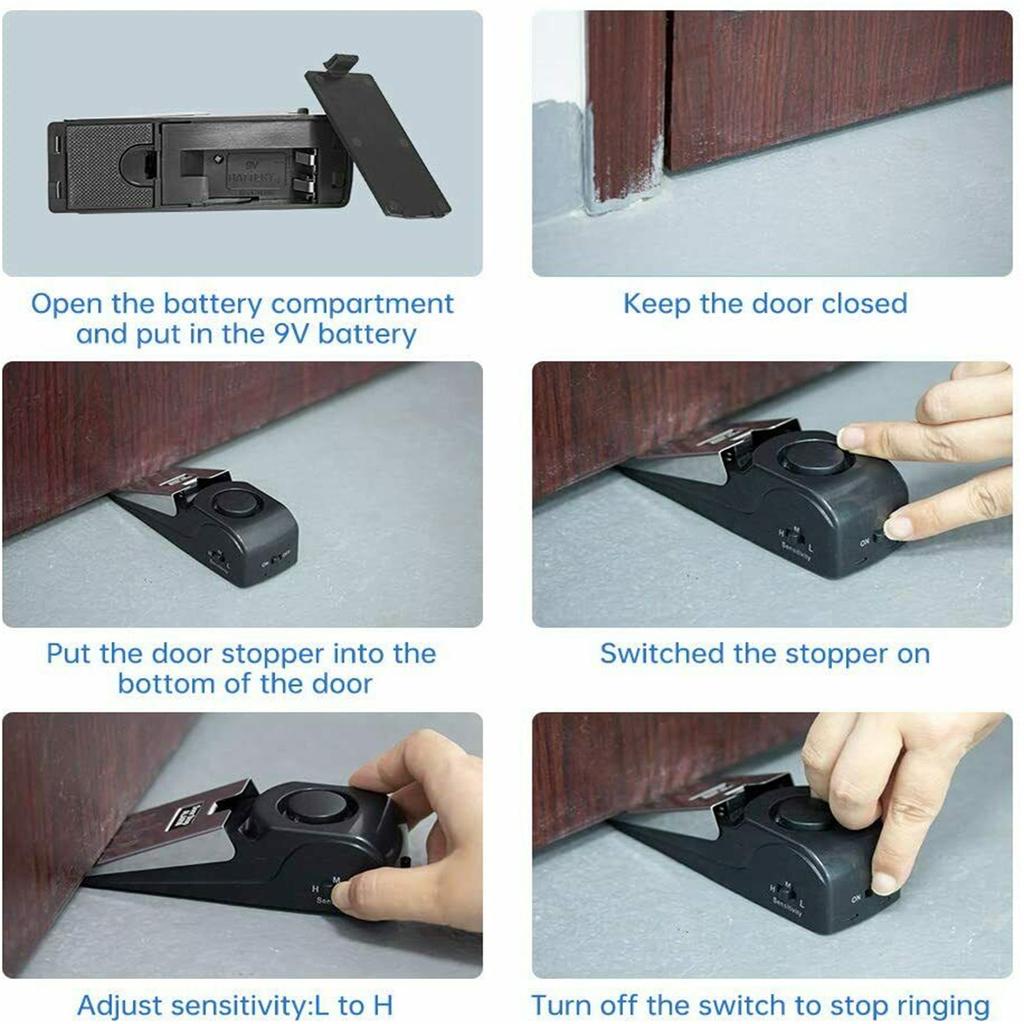 9v Door Alarm Portable Wireless Non slip Safety Wedge Alert Door Stopper Home Travel Security System