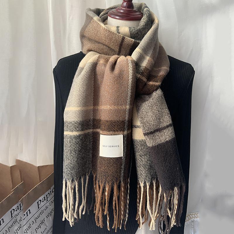 Роскошный кашемировый женский шарф, весенне-зимняя клетчатая накидка в клетку, накидка в стиле оперы, женский палантин, бандана, шарфы, головной платок