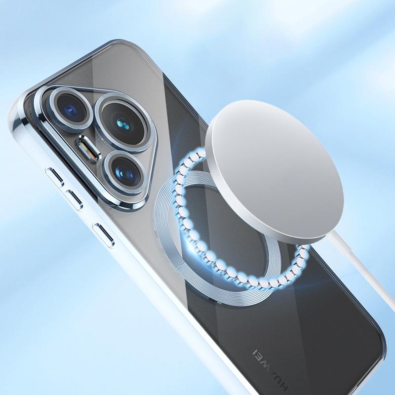 Для Huawei Pura 70 Чехол Гальваническое покрытие Прозрачный ТПУ Чехол для мобильного телефона Встроенная стеклянная пленка для линз