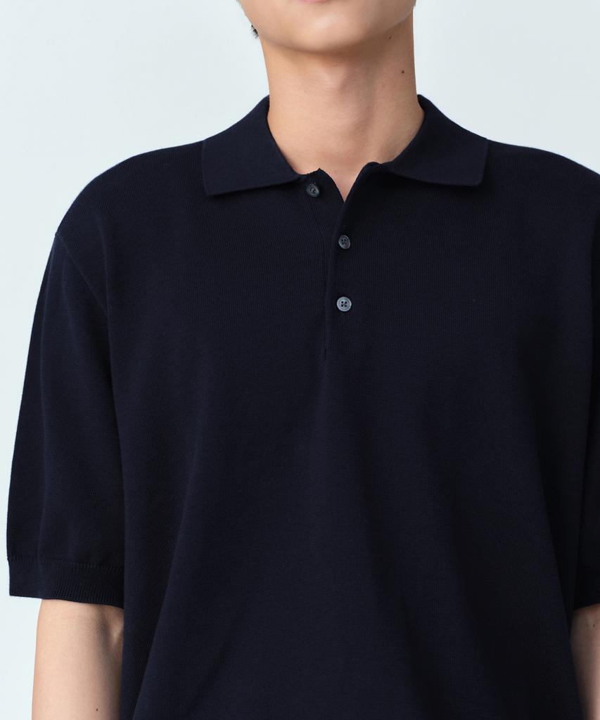 MUSINSA STANDARD Washable Supima Cotton Knitted Polo Shirt [Navy]