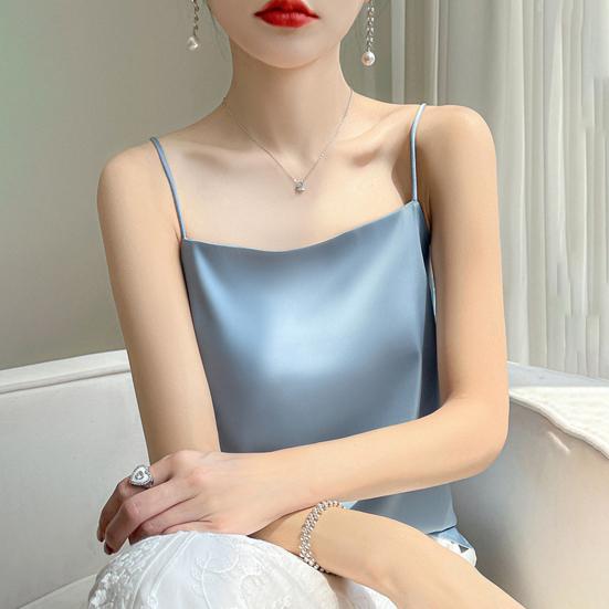 Summer Vest Sling Sleeveless Smooth Fabric Tank Tops Loose Fit Soft Elastic