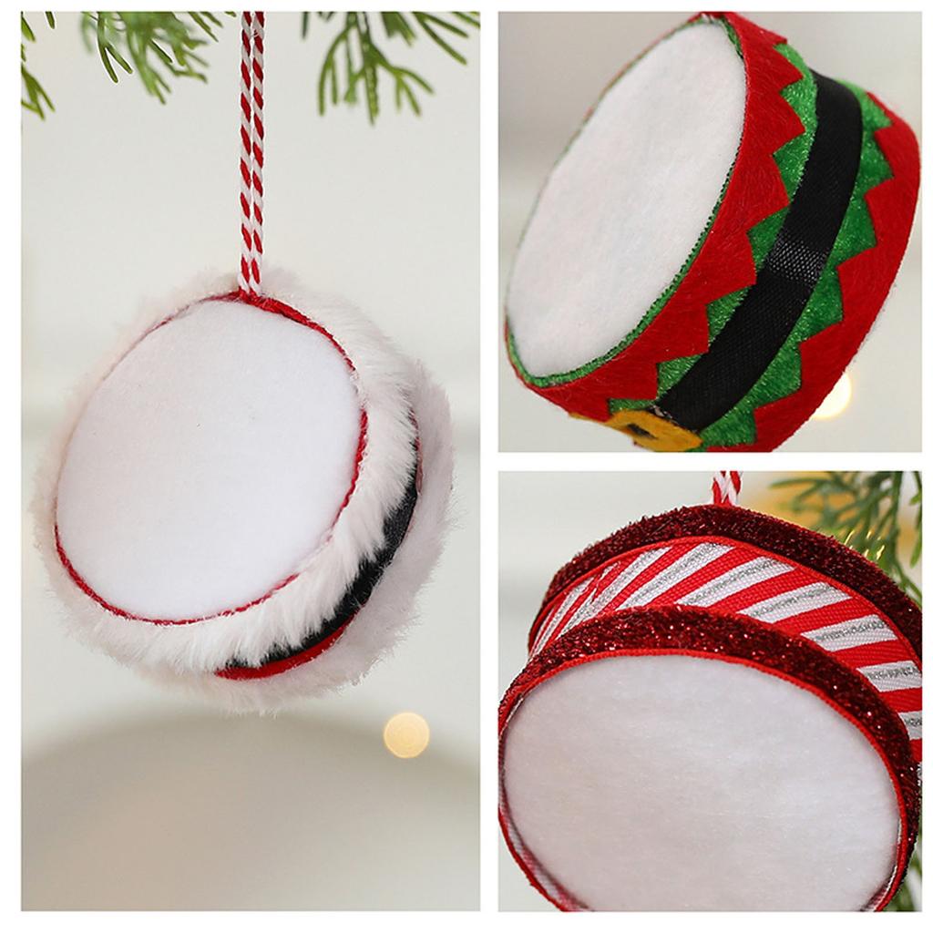 Christmas Small Drum Decoration Pendant DIY Christmas Decorations Fabric Foam Drum Pendant