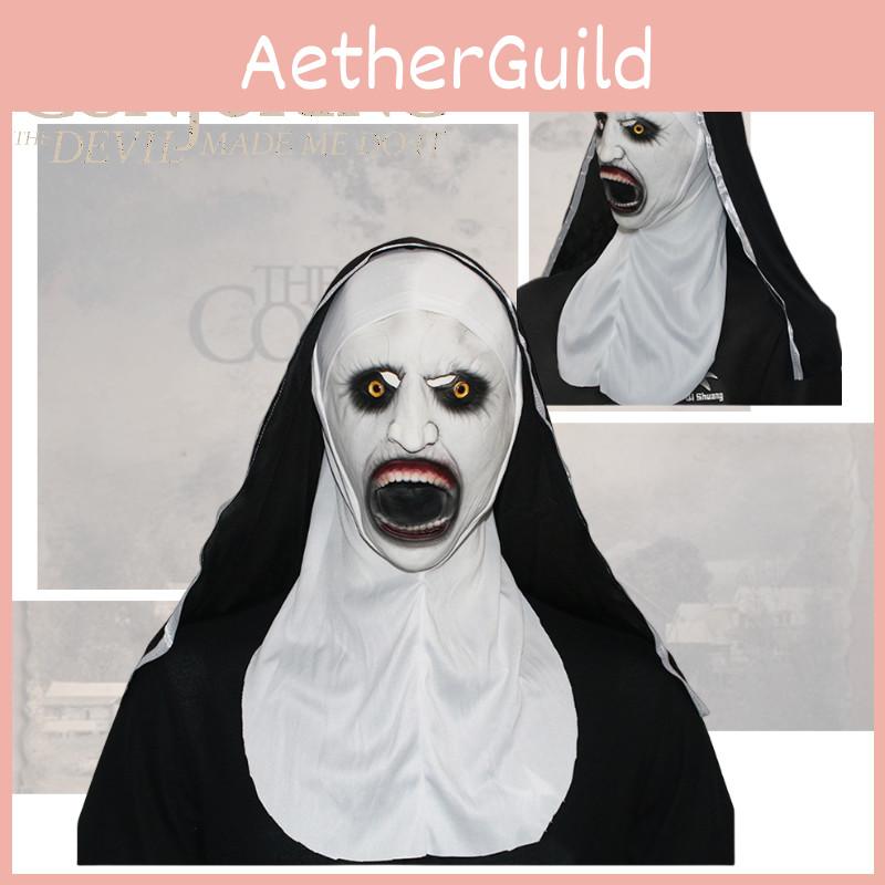 Страшная латексная маска монахини на Хэллоуин, жуткая и устрашающая, вдохновленная фильмами ужасов