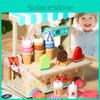 Wooden Simulation Ice Cream Cart Children Role Playing Toy Set For Imaginative Play And Parent Child Interaction