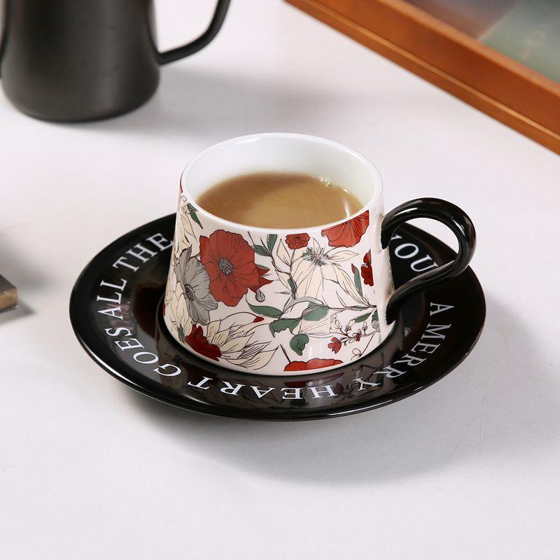 Light Luxury High-End Coffee Cup And Saucer Set, Gesang Flower Ceramic Cup, Niche Girls Gift, Afternoon Tea Flower Teacup