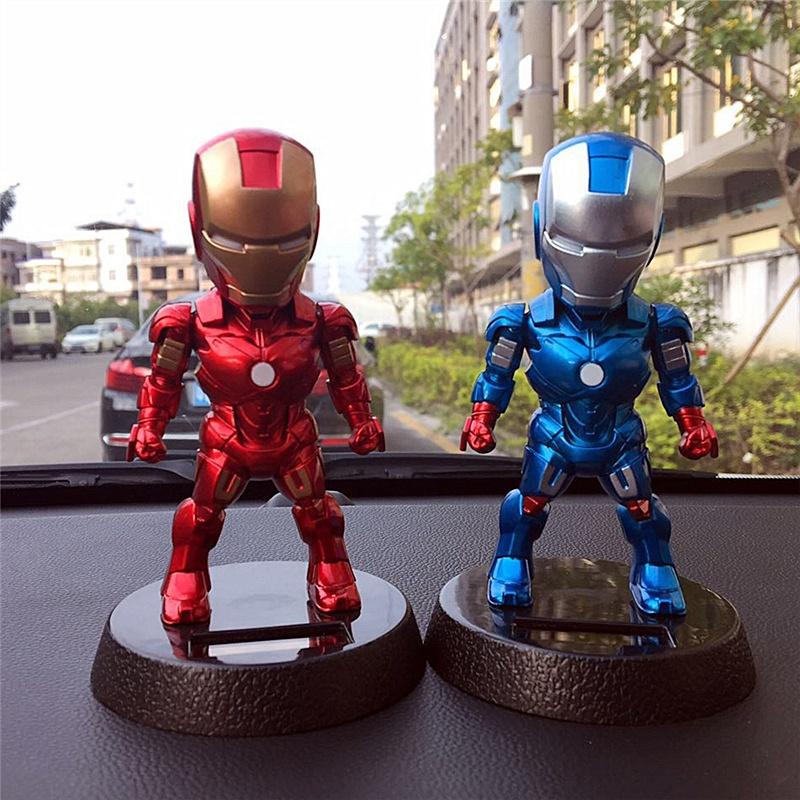 Shaking The Head Marrie Couple Car Decoration Toy With Vibrant Red And Blue Iron Man Design