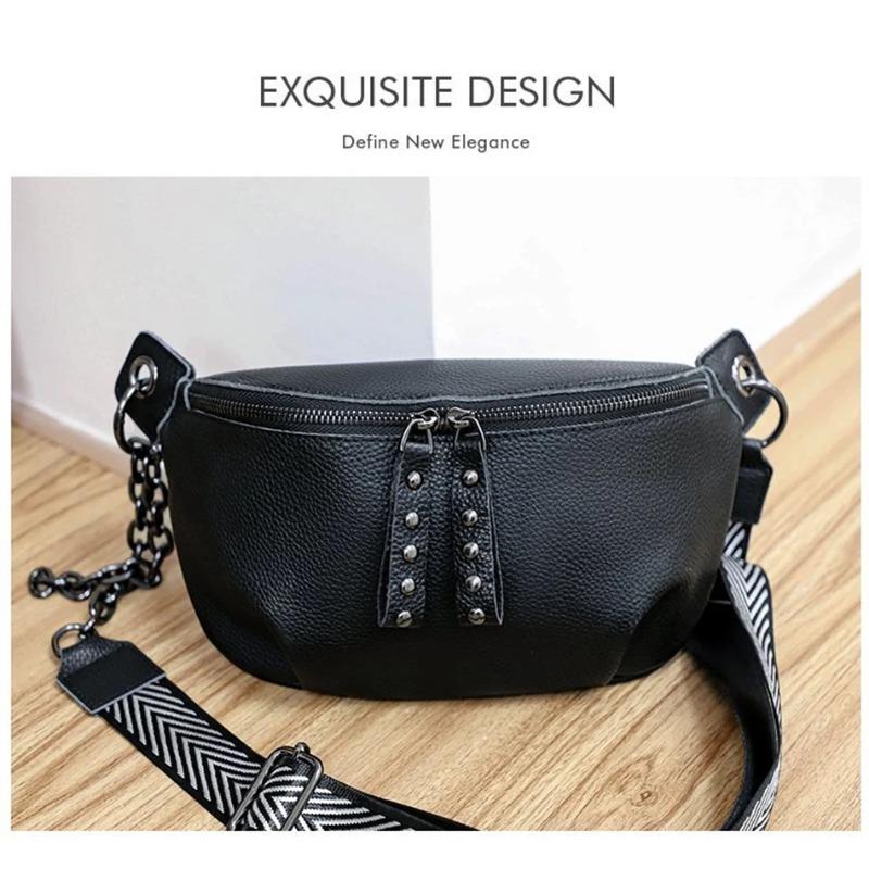 Genuine Leather Moon Chest Bag for Women Luxury Brand Crossbody Sac Female Soft Cowhide Shoulder Messenger Bags Waist Packs Hot
