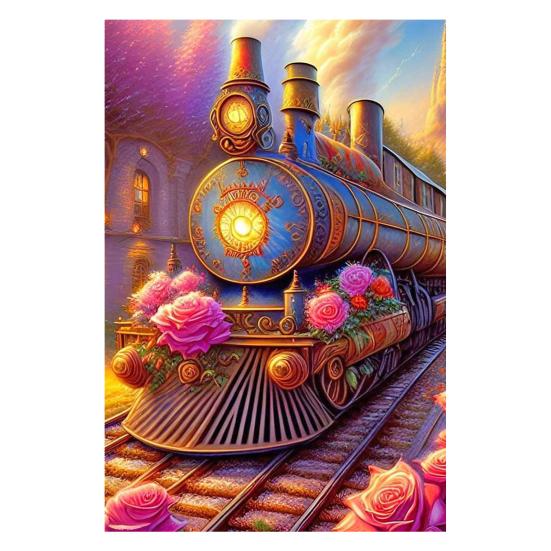5D Алмазный художественный комплект Поезд Узор Пейзаж Повысьте творческий потенциал Уменьшите стресс с изысканными стразами Вышивка Мозаика Вышивка крестиком Украшение дома