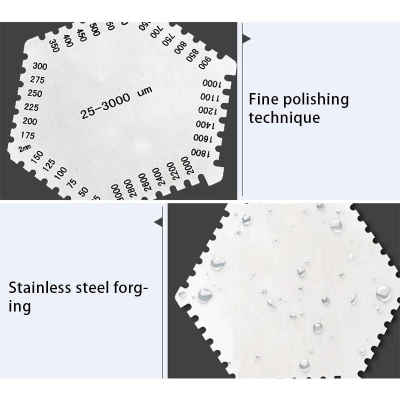 Wet Film Comb Gauge Coating Thickness Meter Tester Tool 25-3000Um Silver