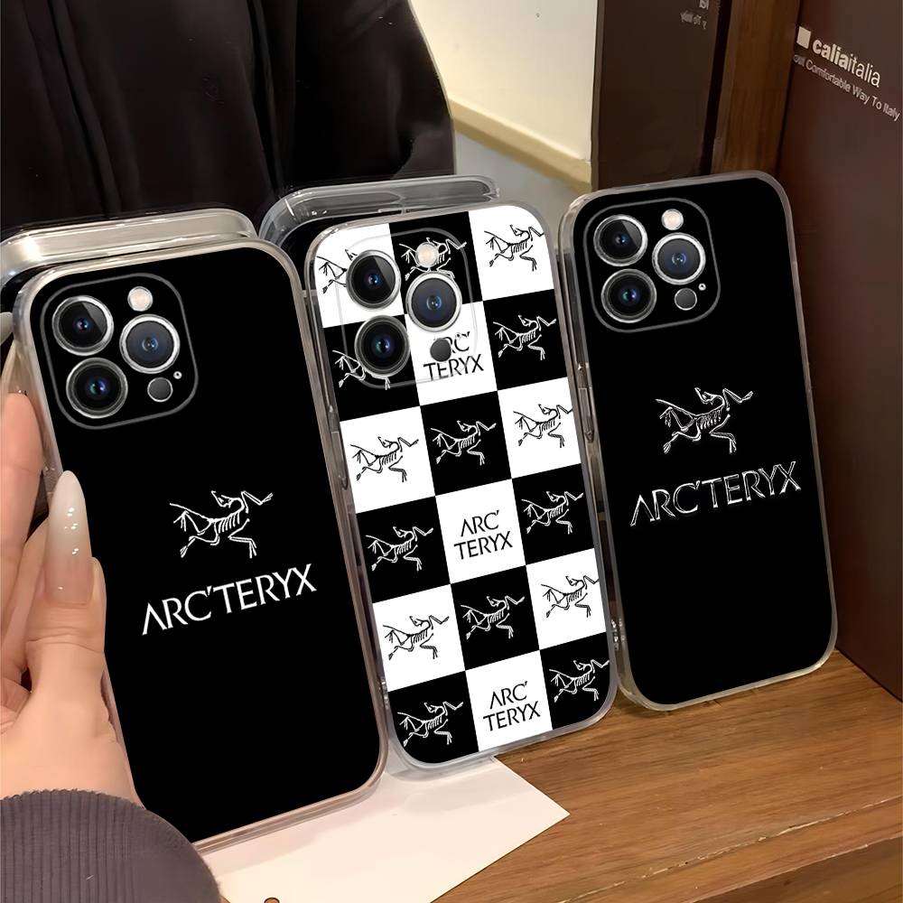 Classic Outdoor LOGO A-Arc T-Teryx TPU Silicone Case For IPhone 11 12 13 14 15 16 17 Pro Max Shockproof Clear Back Cover