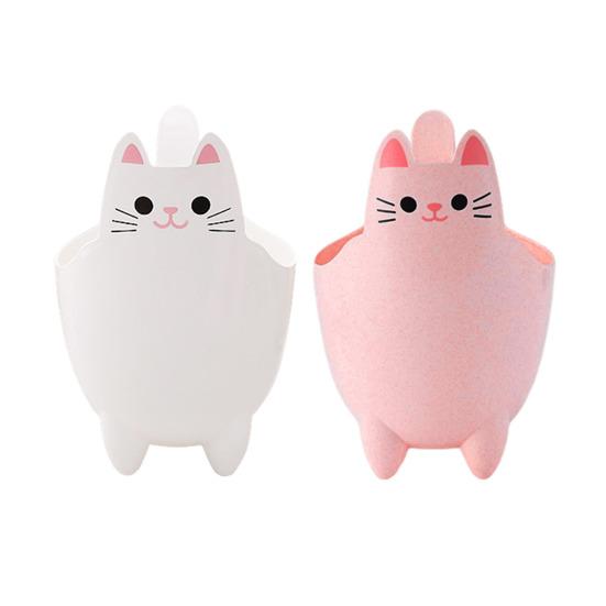 2Pcs Garbage Cans Pen Holders Large Capacity Smooth Edge Burr Free Cartoon Cat Shape Mini Table Trash Cans Storage Buckets