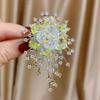 Luxury Gold Plated  Flower Brooch With Sparkling Cubic Zirconia For Wedding Party Daily Wear Elegant Ladies Gift
