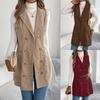 Autumn Winter Women's Corduroy Vest Solid Color Double-breasted Long Corduroy Vest Slim-fit Sleeveless Vest