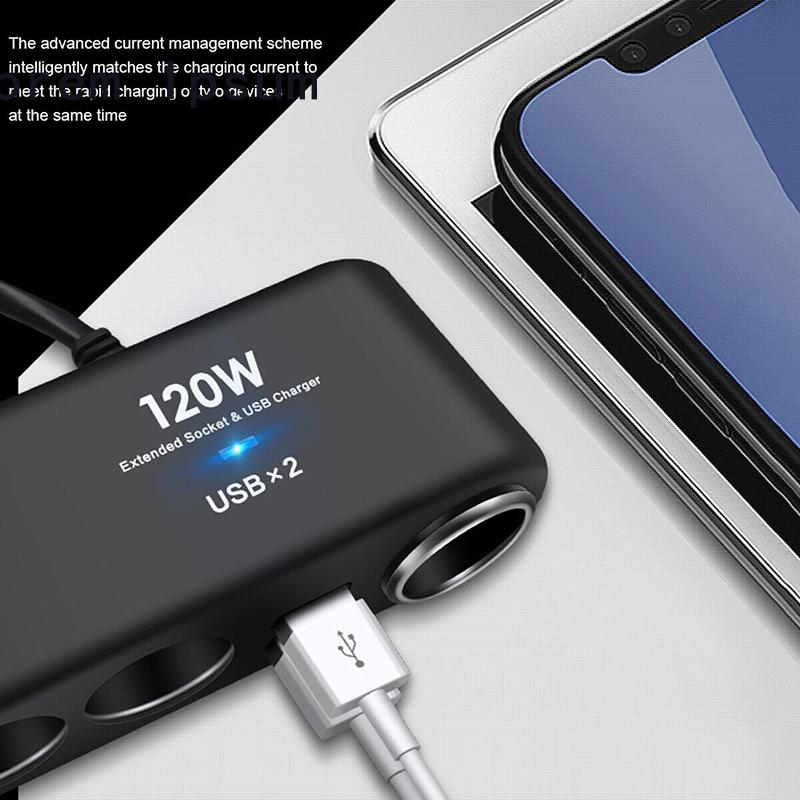 4 Way Multi Socket Car Cigarette Lighter Splitter USB Charger Adapter 12V 24V