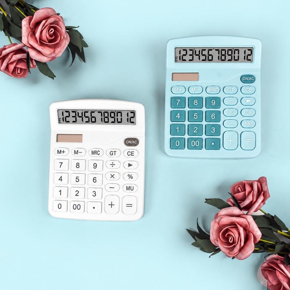 12-Digit Dual Power Calculator Solar Battery Dual Power Large LCD Display Desktop Calculator Big Button Portable