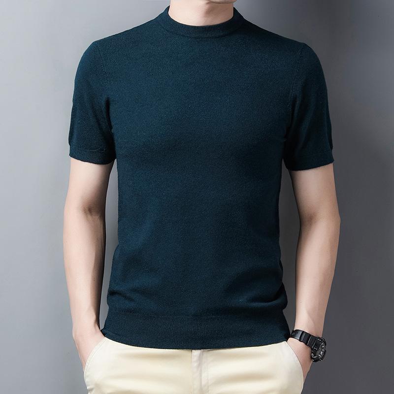 Autumn and Winter Men's Short-sleeved Cardigan, Fashionable Casual Pullover, Versatile Round Neck Bottoming Sweater, Men's Sweater