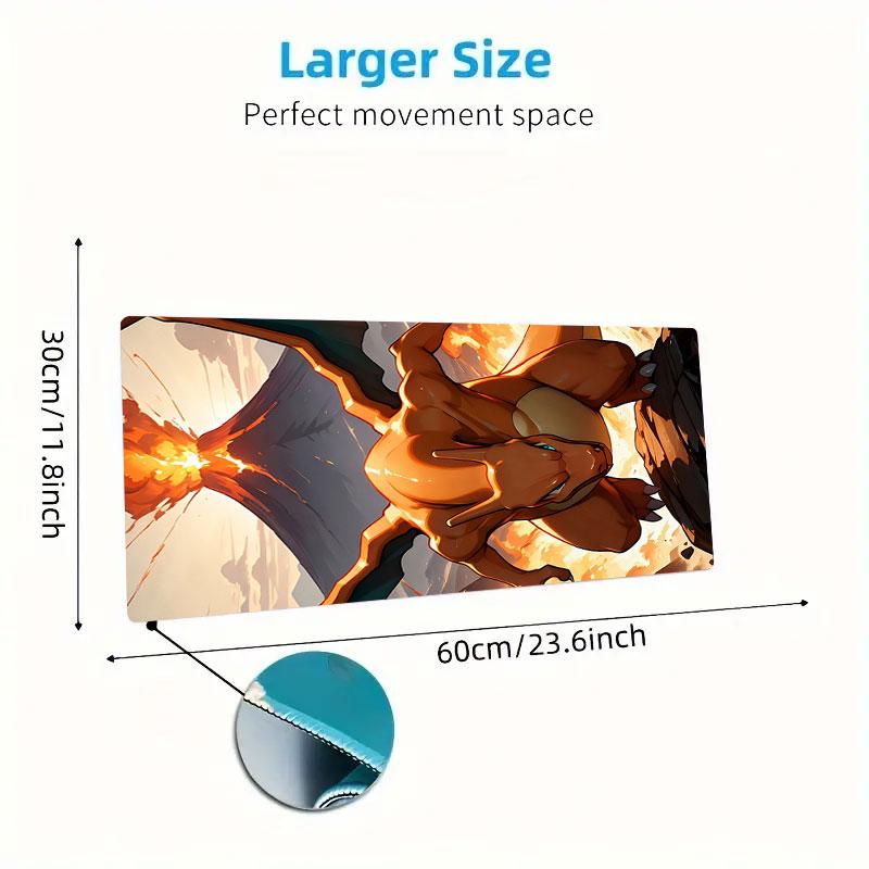 Charmander Mouse Pad, Large Gaming Desk Mat, Non-slip XXL Mousepad for Laptop & Tablet, Mini PC Playmat with Stitched Edges