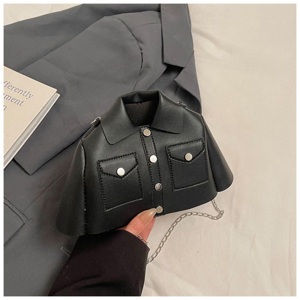 Personalized Solid Color Clothes Shaped Crossbody Bag PU Leather Harajuku Chain Shoulder Bag Coat Tote Bag Women Handbag Daily