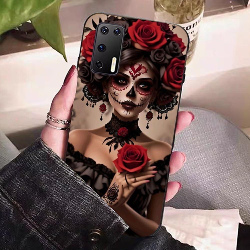 Catrina Beautiful Rose Girl Skull Phone Case For Huawei P 8 9 10 20 30 40 50 Pro Lite Psmart Honor 10 Lite 70 Mate 20lite