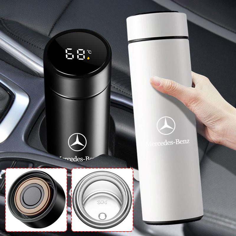 AASU1 1Pcs Car Smart Thermos Bottle With Temperature Display Coffee Cup Stickers For Mercedes-Benz CLA CES CLS SLK GLK CLK SLS CLG GLE