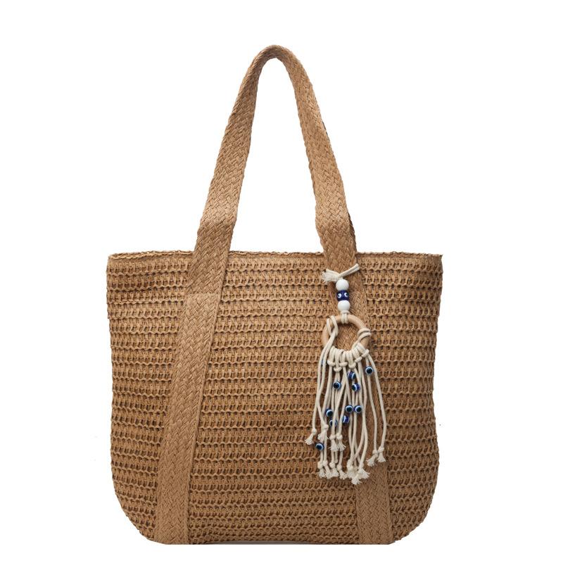 2025 New Straw Plaited Woven Women's Roomy Bag Casual Versatile Single Shoulder Bag High Capacity Seaside Beach Bag Vacation Commuter Large Tote Bag