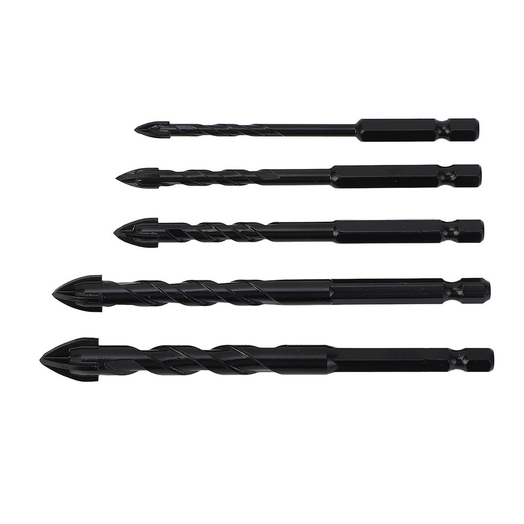 Набор из 5 сверл по камню, твердый сплав, 1/4 дюйма, шестигранный хвостовик, профессиональные сверла по бетону